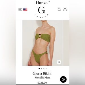 HUNZA G Gloria Bikini- Metallic Moss Green - worn once !!